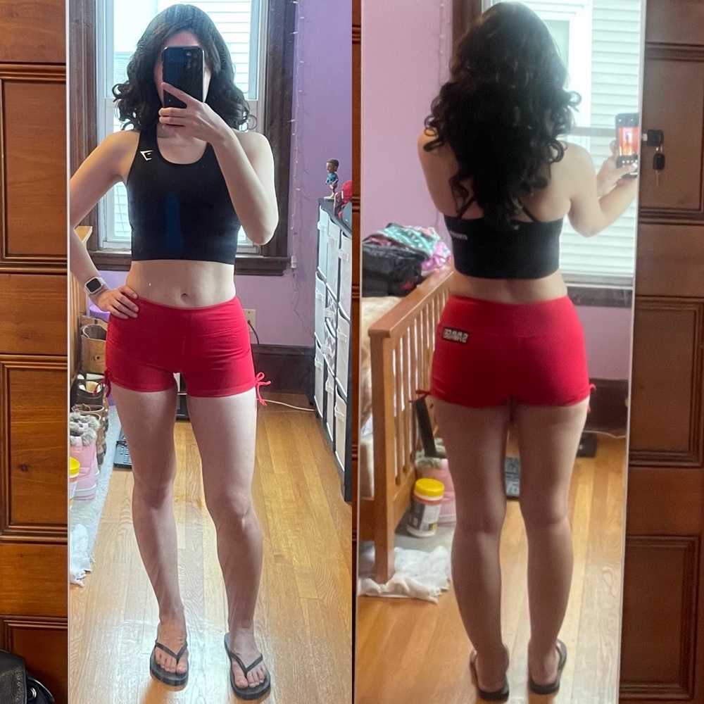 SOLD- Savage Barbell gym shorts- Red- Size Large